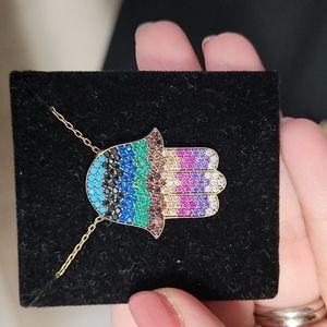 Colorful cz diamond Hamsa Necklace